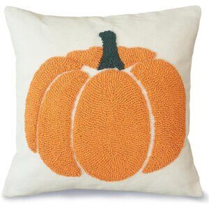 Fall Pillow Covers 18x18 inch, Embroidered Pumpkins Throw Pillows